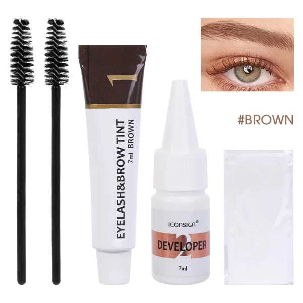 Semi Permanent Eyelash Eyebrow Dye Tint Kit 2 in 1 Waterproof Fast Dye Brow Enhance Long Lasting Black Brown Eyebrow Cosmetics - Image 9