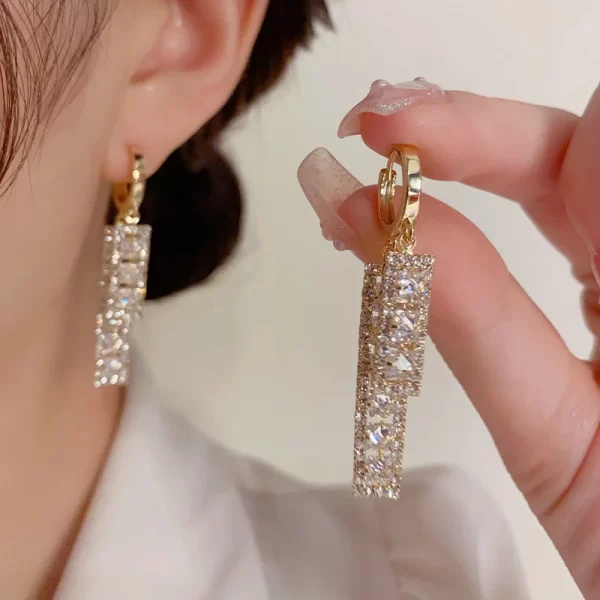 Sliver Maple Leaf Zircon Tassel Long Earrings For Women Shiny Rhinestone Wedding Drop Earrings Party Jewelry Gifts - Image 12