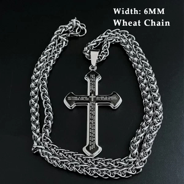 Vintage Christian Bible Text Stainless Steel Cross Pendant Necklace Punk Fashion Biker Amulet Men's Chain Necklace Jewelry Gift - Image 7