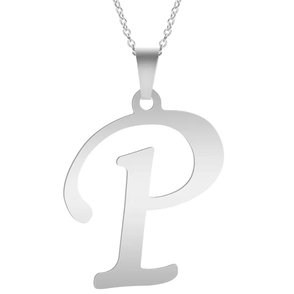 Fashion Letters A-Z Necklace for Women Men Stainless Steel High Quality English Alphabe Necklace A B C D E FGHIJKLMNOPQRSTUVWXYZ - Image 22