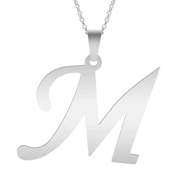 Fashion Letters A-Z Necklace for Women Men Stainless Steel High Quality English Alphabe Necklace A B C D E FGHIJKLMNOPQRSTUVWXYZ - Image 25