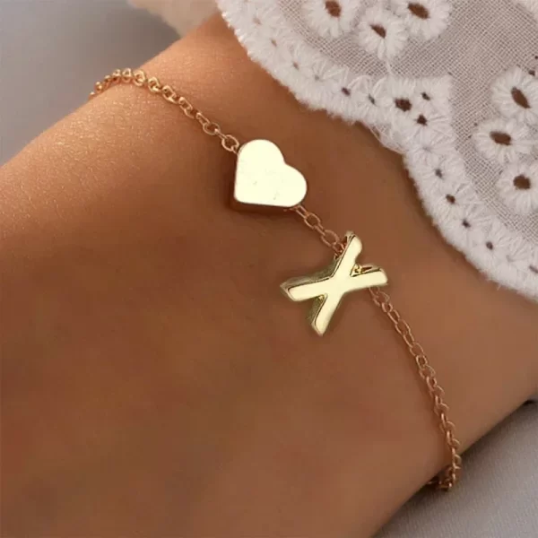 Fashion English Initial Letter Heart Bracelet DIY Personalized Name Bracelets Girls Women Anniversary Jewelry Gifts - Image 17