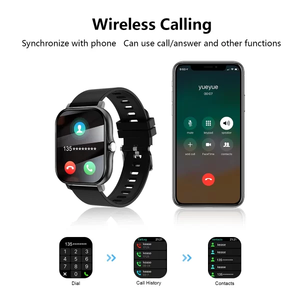 Smart watch wireless calling/dial Sport mode calling reminder and rejection fitness monitoring for iPhone/Andriod - Image 3