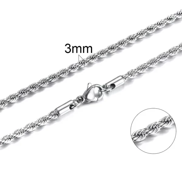 304 Stainless Steel Twist Rope Chain Necklace for Men Women PVD Gold Plated 2 3 4 5mm Width Accessories Wholesale - Image 11