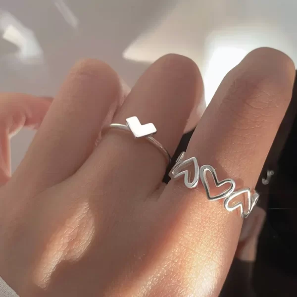 LATS Vintage Pink Roman Numerals Cool Rings Set for Women Rock Hip Hop Twist Geometry Open Ring Fashion Ins Jewelry Gifts - Image 10