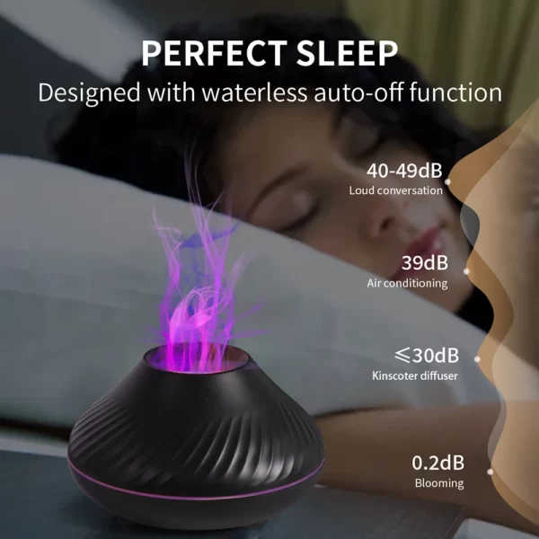 KINSCOTER Volcanic Aroma Diffuser Essential Oil Lamp 130ml USB Portable Air Humidifier with Color Flame Night Light - Image 4