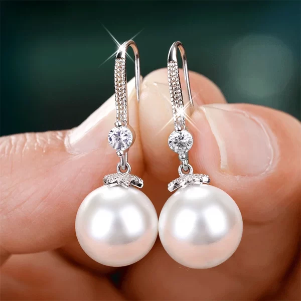 Exquisite Fashion Silver Color Water Imitation Pearls Drop Earrings for Women Shiny Red Green Round Imitation Pearls Earrings - Image 8