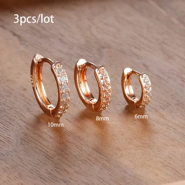 3 PCS/Set Simple Stainless Steel Crystal Small Hoop Earring Women Tiny Gold Color Cartilage Piercing Earring Minimalism Jewelry - Image 15