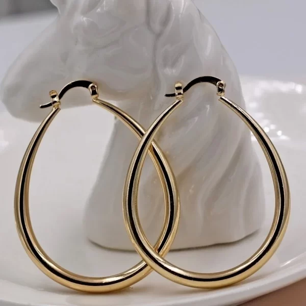 Shine Gold Color Women Earrings Fashion Smooth Hoop Earrings for Women Engagement Wedding Jewelry Gift - Image 4