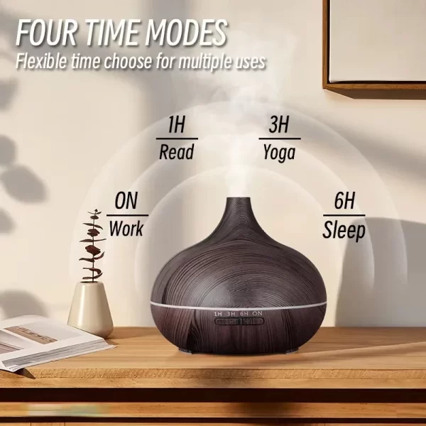 Air Humidifier Aromatherapy Essential Oil Diffuser Wood Grain 500ml Ultrasonic Remote Control 7 Color Lights For Home Bedroom ﻿ - Image 4