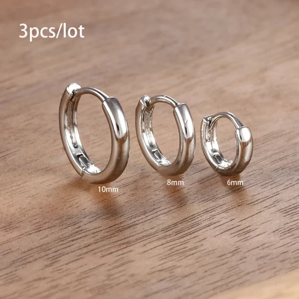 3 PCS/Set Simple Stainless Steel Crystal Small Hoop Earring Women Tiny Gold Color Cartilage Piercing Earring Minimalism Jewelry - Image 16