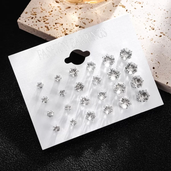 New 12 Pair/Pack White Shiny Wedding Stud Earrings Set For Women Men Crystal Jewelry Accessories Oorbellen Jewelry Earrings - Image 7