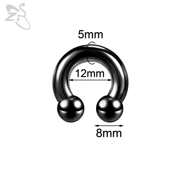 ZS 1 Piece 2/4/6/8G Black Color Stainelss Steel Horseshoe Nose Ring Men Punk Large Gauge Piercings Ear Expander Septum Piercing - Image 11