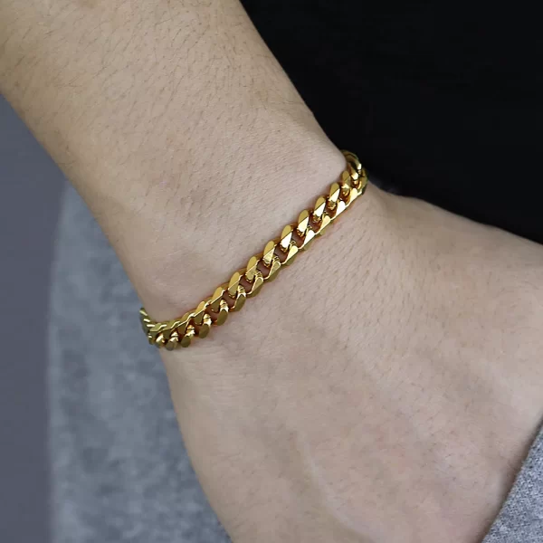 3-11MM Gold Color Stainless Steel Bracelets For Men Women Unisex Curb Cuban Link Chain Simple Wrist Jewelry Gifts - Image 4