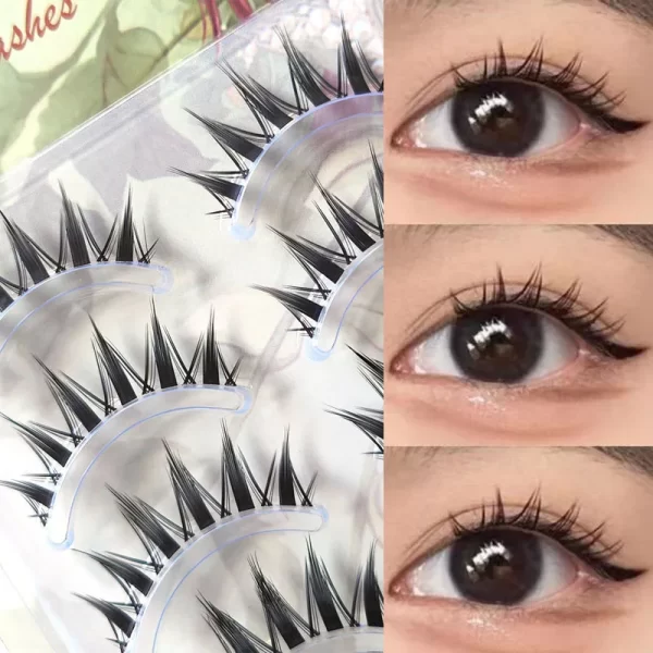 5 Pairs Natural Long Cat Eye False Eyelashes Cosplay Makeup Cross Strip Eye Lashes Handmade Manga Lashes Extension - Image 3