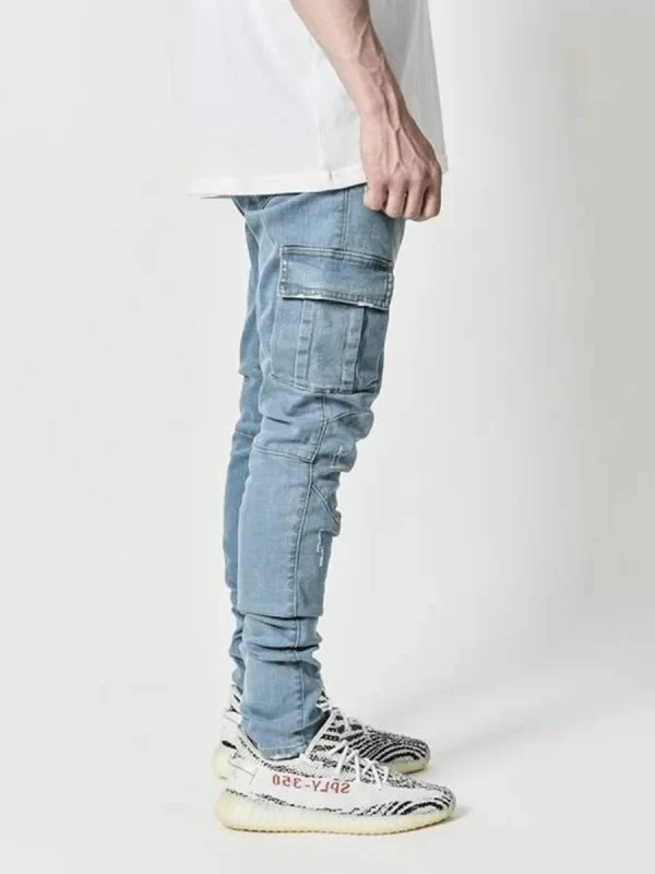 new Jeans Men Pants Wash Solid Color Multi Pockets Denim Mid Waist Cargo Jeans Plus Size Fahsion Casual Trousers Male Daily Wear - Image 4