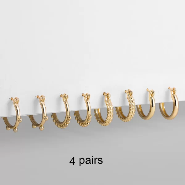 3 Pairs/set Punk Geometric Big Small Hoop Earrings for Women Men Gold Color Metal Chain Circle Huggie Earrings Korean Jewelry - Image 11