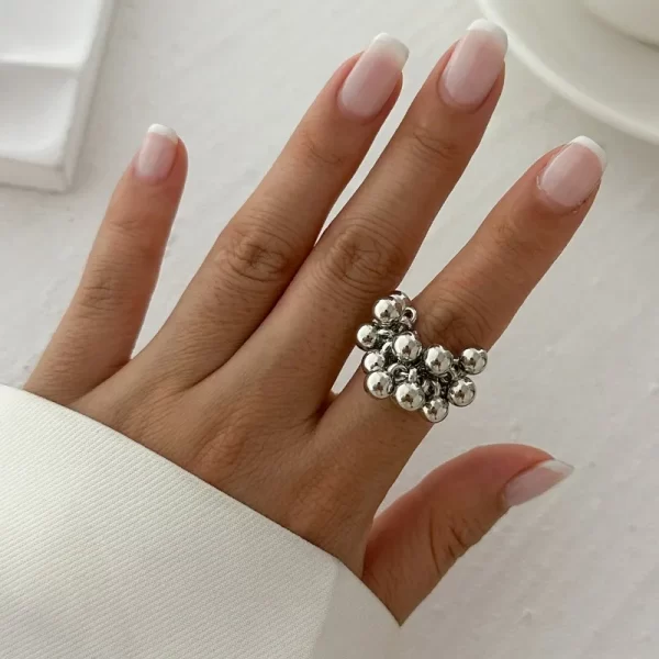 Trendy irregular hollow winding imitation pearl women's ring ins style niche alloy open jewelry gift - Image 14