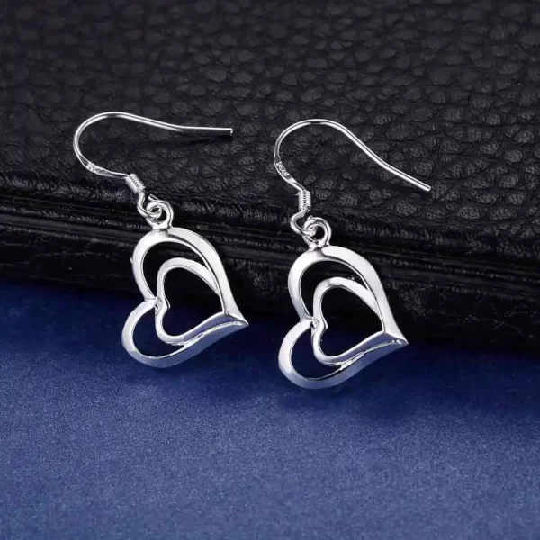 Original 925 Sterling Silver New Earrings Hearts For Women Exquisite Student Girlfriend Jewelry Accessories Wedding Fashion Gift - Image 9