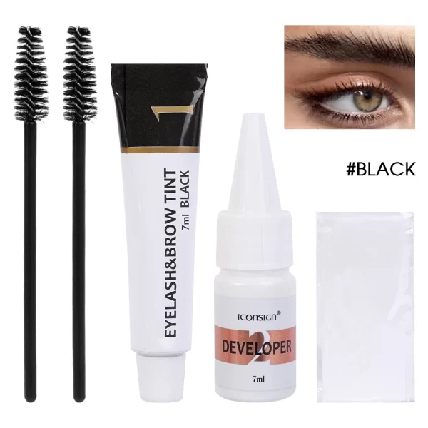 Semi Permanent Eyelash Eyebrow Dye Tint Kit 2 in 1 Waterproof Fast Dye Brow Enhance Long Lasting Black Brown Eyebrow Cosmetics - Image 8