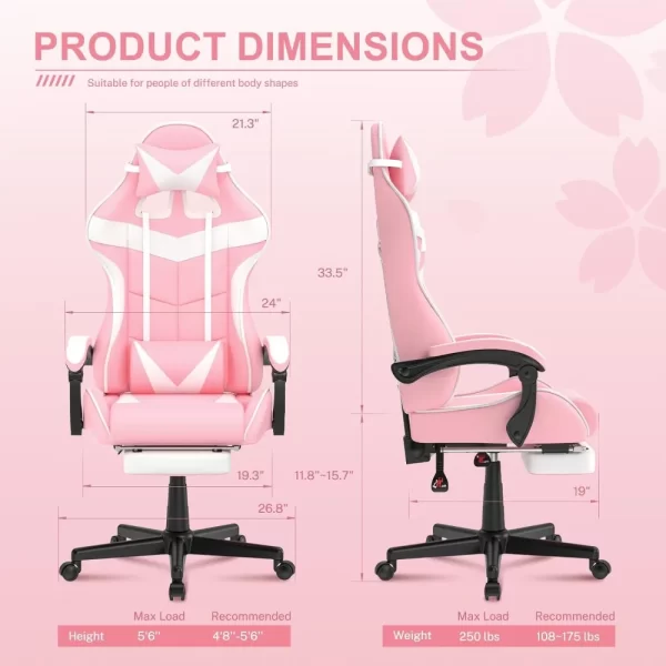 Computer Armchair Girlfriend Computer Gaming Chair Pink Gaming Chair With Footrest - Image 3