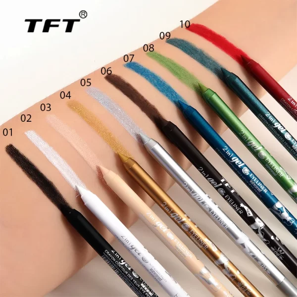 Waterproof Eyeliner Long Lasting Pencil Colourful Pigment Blue Black White Color Gel Eye Liner Pen Makeup Eye Beauty Cosmetics - Image 2