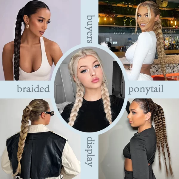 Synthetic Long Twist Braid Ponytail Extensions With Rubber Band 24 Inch Boxing Braided Hair Extensions For Women Daily Use - Image 5