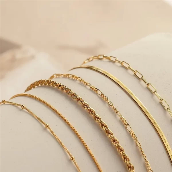 6Pcs Gold Color Multilayer Bracelet Set Boho Retro Thick Twist Cuban Chain Bracelet for Women  Trendy Quality Jewelry Gifts - Image 5