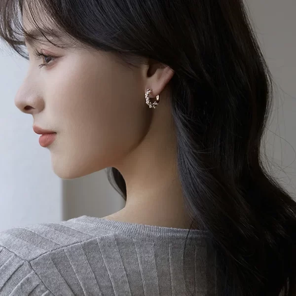 LATS  Korean New Simple Temperament Circle Pearl Earrings Gold Silver Color Fashion Small Versatile Earring Women's Jewelry - Image 4