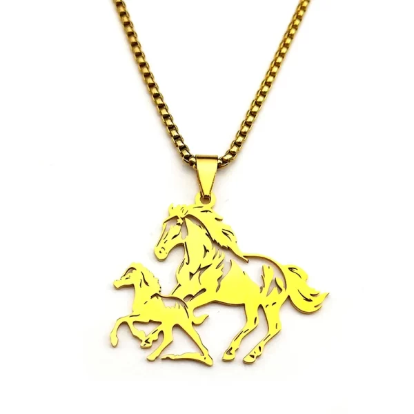 Big Horse With Pony Pendant Necklace for Women Men Stainless Steel Animal Running Horse Hollow Necklaces Jewelry Birthday Gifts - Image 5