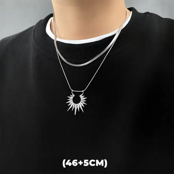 Hip Hop Zircon Star Double Layer Necklace For Men Women Trend Charm Titanium Steel Pendant Chain Unisex Jewelry Wholesale - Image 11