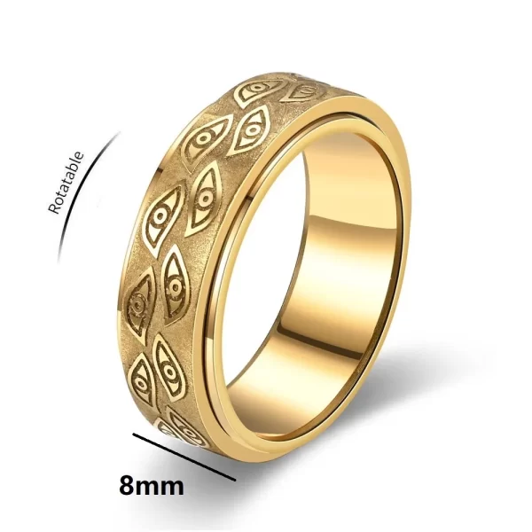 Anti Stress Stainless Steel Spinner Rings For Men Carved Demon Eye Rotatable Fidget Anxiety Joint Ring Jewelry Bague Homme - Image 9