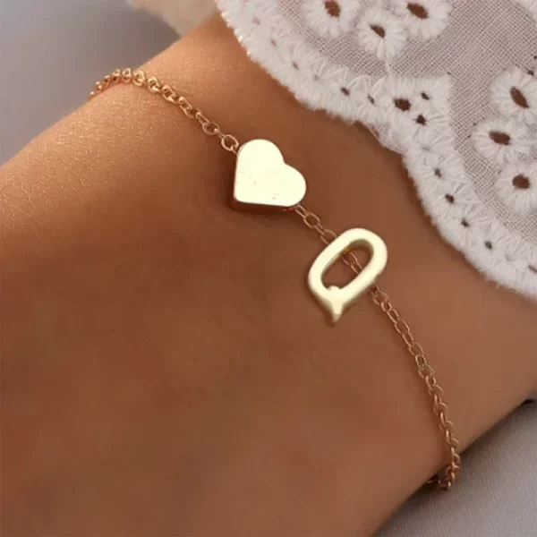 Fashion English Initial Letter Heart Bracelet DIY Personalized Name Bracelets Girls Women Anniversary Jewelry Gifts - Image 10