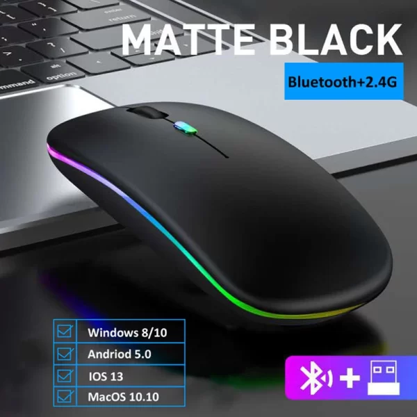 Silent LED Wireless Mouse, Bluetooth-compatible, For Laptop PC iPad - Image 9