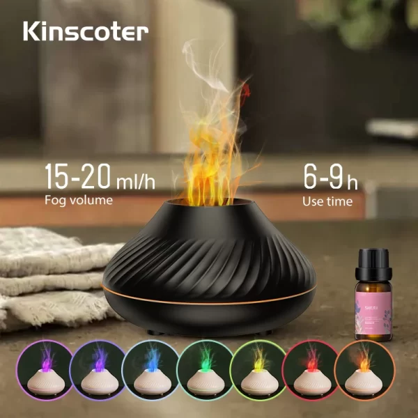 KINSCOTER Volcanic Aroma Diffuser Essential Oil Lamp 130ml USB Portable Air Humidifier with Color Flame Night Light - Image 3