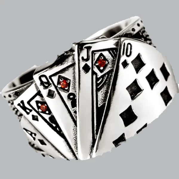 Cool Playing Card Finger Ring Open Adjustable Ring Hip Hop Lucky Band Ring - Image 3