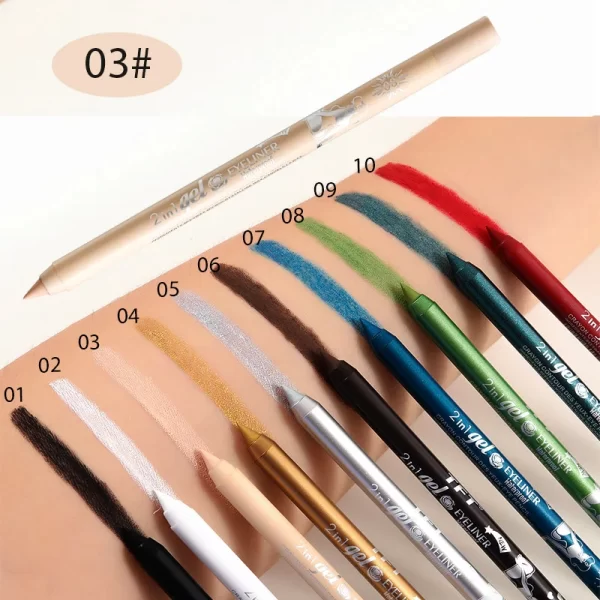 Waterproof Eyeliner Long Lasting Pencil Colourful Pigment Blue Black White Color Gel Eye Liner Pen Makeup Eye Beauty Cosmetics - Image 13