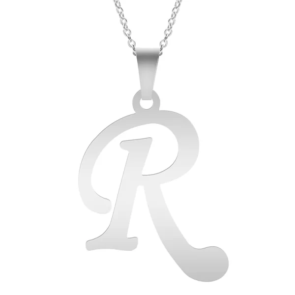 Fashion Letters A-Z Necklace for Women Men Stainless Steel High Quality English Alphabe Necklace A B C D E FGHIJKLMNOPQRSTUVWXYZ - Image 28