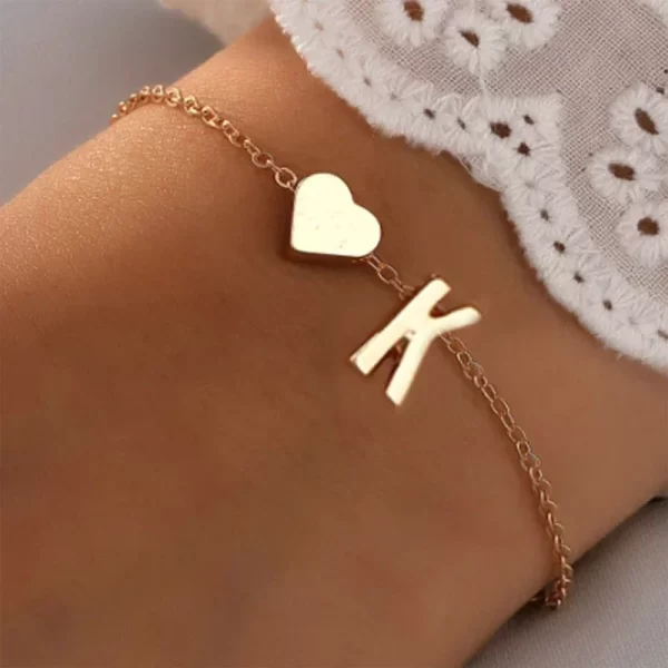 Fashion English Initial Letter Heart Bracelet DIY Personalized Name Bracelets Girls Women Anniversary Jewelry Gifts - Image 23