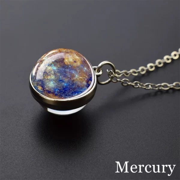 Solar System Universe Space Moon Sun Earth Planet Necklaces Two-sided Glass Ball Pendant Nebula Necklace Women Men Jewelry Gift - Image 7