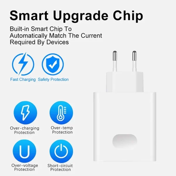 6A 66W Super Fast EU Wall Charger For Huawei Mate 40 50 60 P50 Nova 8 9 10 Honor 90 100 X7 X8 X9 Magic Type C Charging USB Cable - Image 3