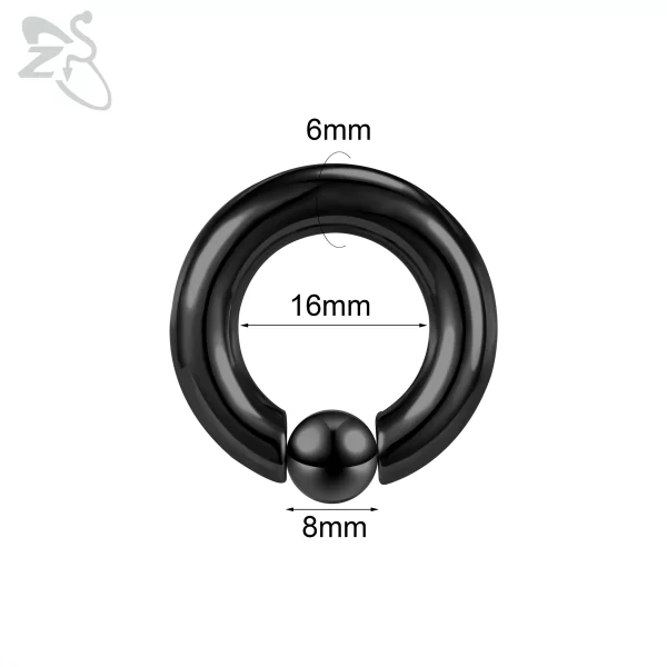 ZS 1 Piece 2/4/6/8G Black Color Stainelss Steel Horseshoe Nose Ring Men Punk Large Gauge Piercings Ear Expander Septum Piercing - Image 17