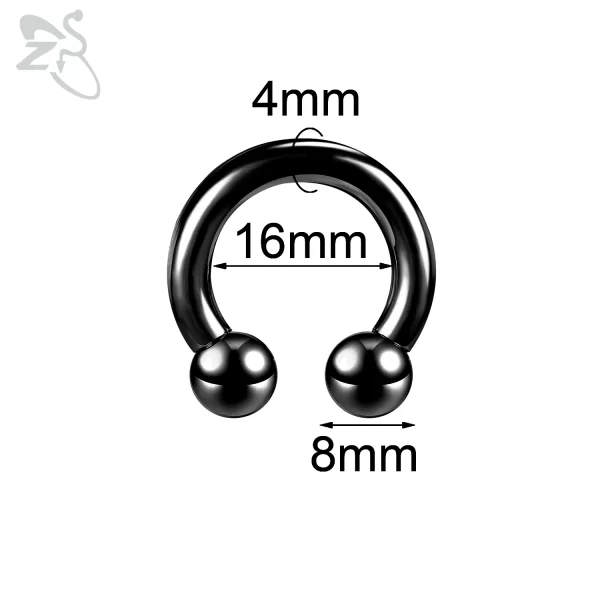 ZS 1 Piece 2/4/6/8G Black Color Stainelss Steel Horseshoe Nose Ring Men Punk Large Gauge Piercings Ear Expander Septum Piercing - Image 14