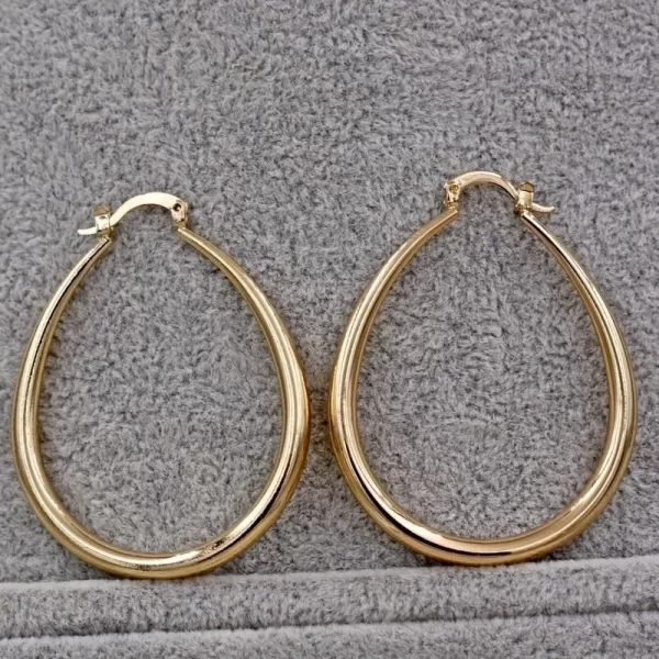 Shine Gold Color Women Earrings Fashion Smooth Hoop Earrings for Women Engagement Wedding Jewelry Gift - Image 6