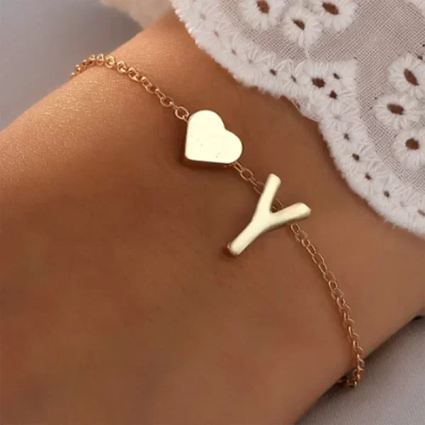 Fashion English Initial Letter Heart Bracelet DIY Personalized Name Bracelets Girls Women Anniversary Jewelry Gifts - Image 16