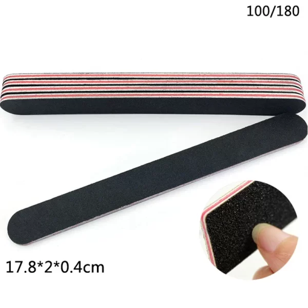 5pcs/10pcs Nailfile Professional Nail Buffer Black Sandpaper Strong Straight Lime Angle 100/180 Buffing Sanding Files - Image 3