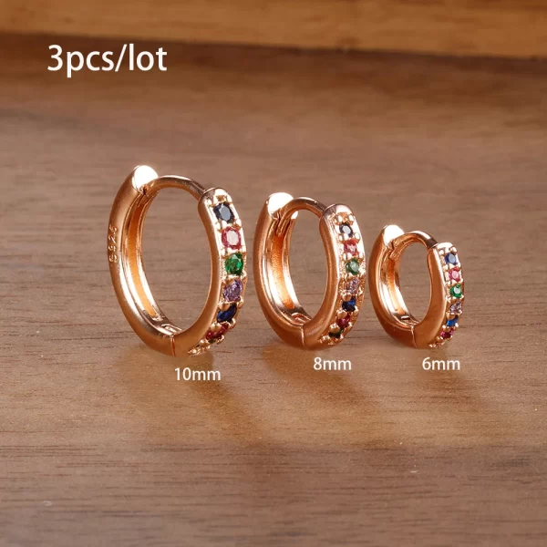 3 PCS/Set Simple Stainless Steel Crystal Small Hoop Earring Women Tiny Gold Color Cartilage Piercing Earring Minimalism Jewelry - Image 10