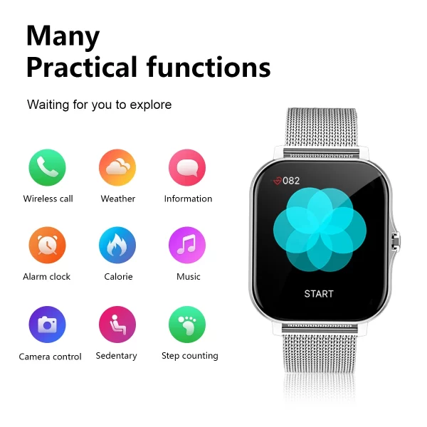 Smart watch wireless calling/dial Sport mode calling reminder and rejection fitness monitoring for iPhone/Andriod - Image 2