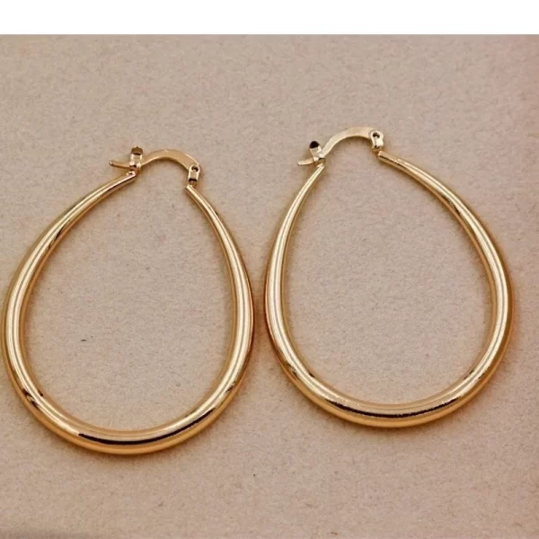 Shine Gold Color Women Earrings Fashion Smooth Hoop Earrings for Women Engagement Wedding Jewelry Gift - Image 5