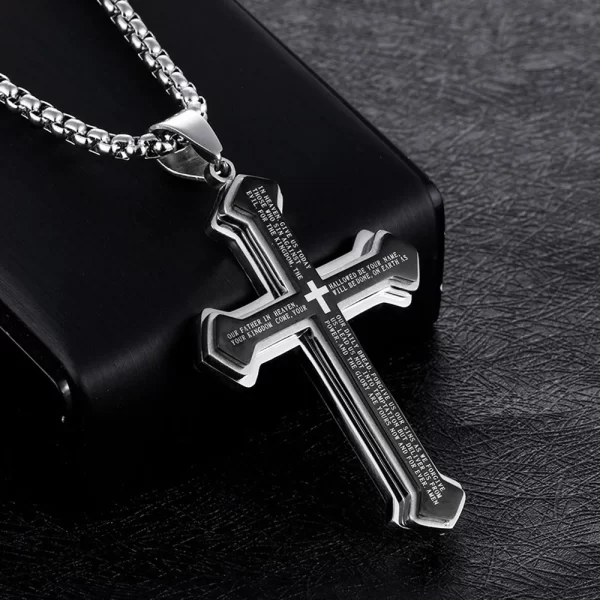 Vintage Christian Bible Text Stainless Steel Cross Pendant Necklace Punk Fashion Biker Amulet Men's Chain Necklace Jewelry Gift - Image 18